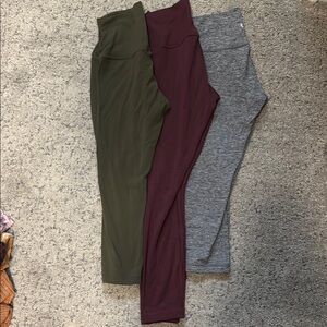 lululemon athletica Olive, Burgundy, and Gray Leggings